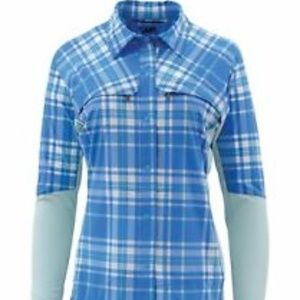 Simms Women's Pro Reina Shirt Harbor Blue Plaid M